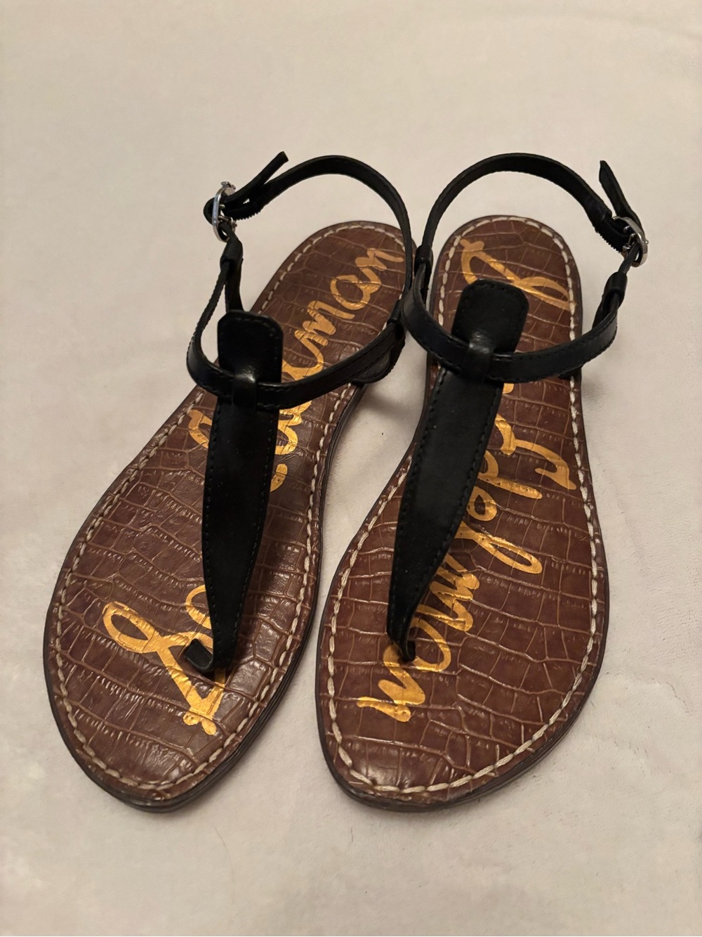 Sam Edelman GIGI Leather T-Strap Flat Sandals